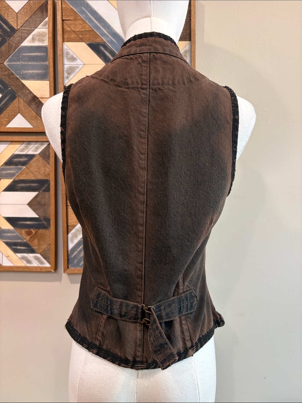 Vintage Ralph Lauren Blue Label Equestrian Brown Denim Button Up Vest size 8 - Picture 6 of 14